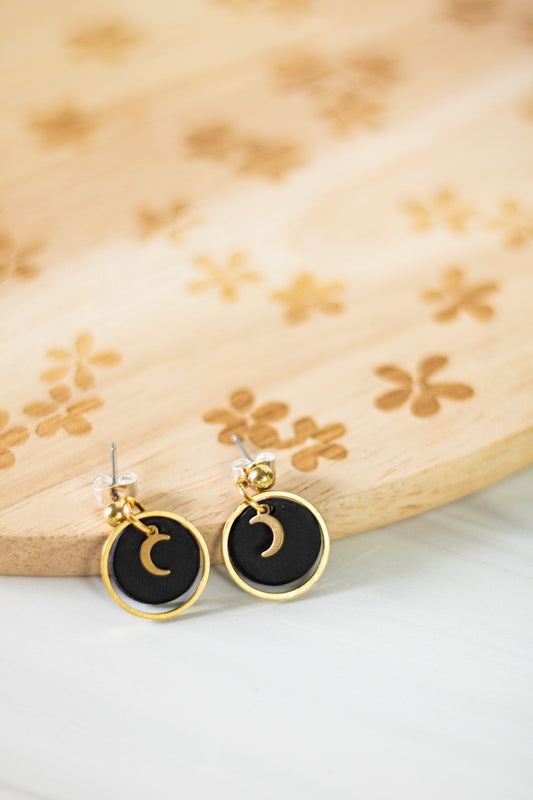 WS Stud Hoop Moon Dangle