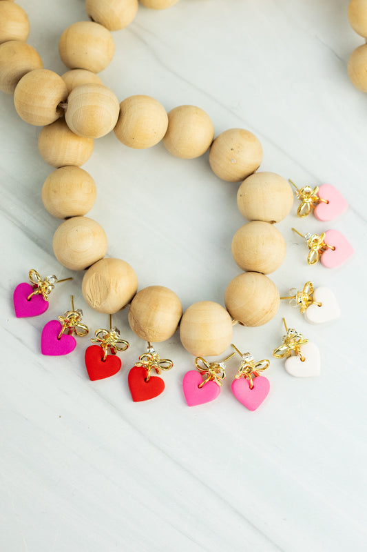 18k Dainty Bow Hearts