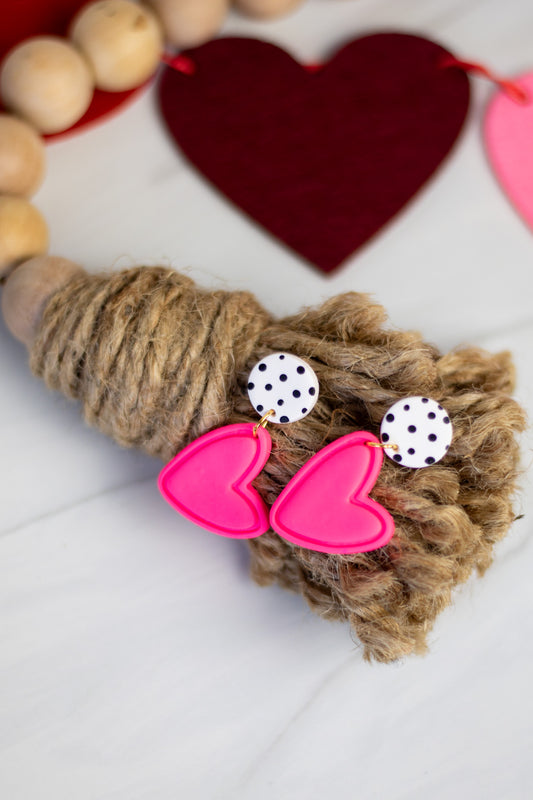 WS Polka Dot Top Heart Dangles
