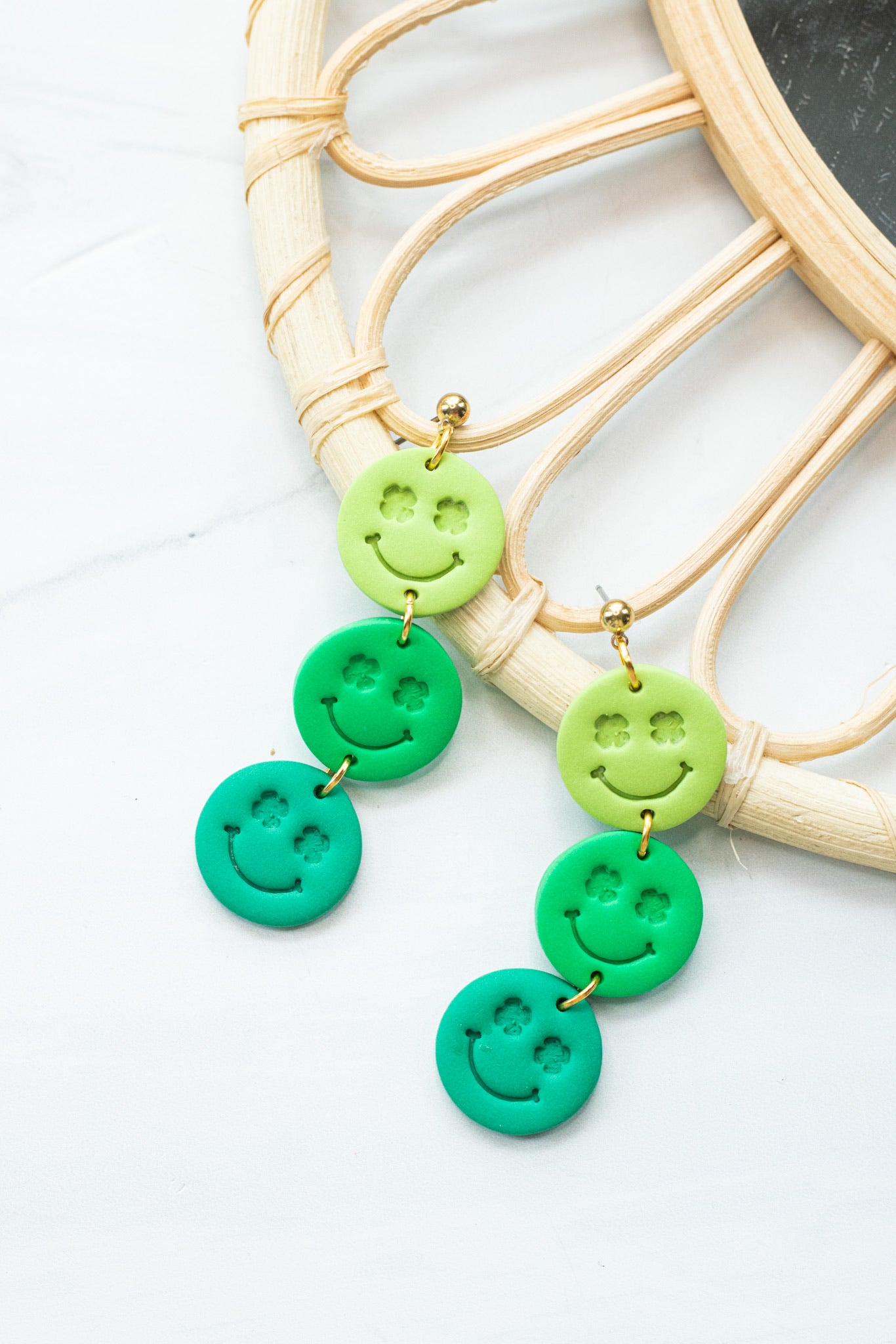 Shamrock Ombré Smiley Dangles