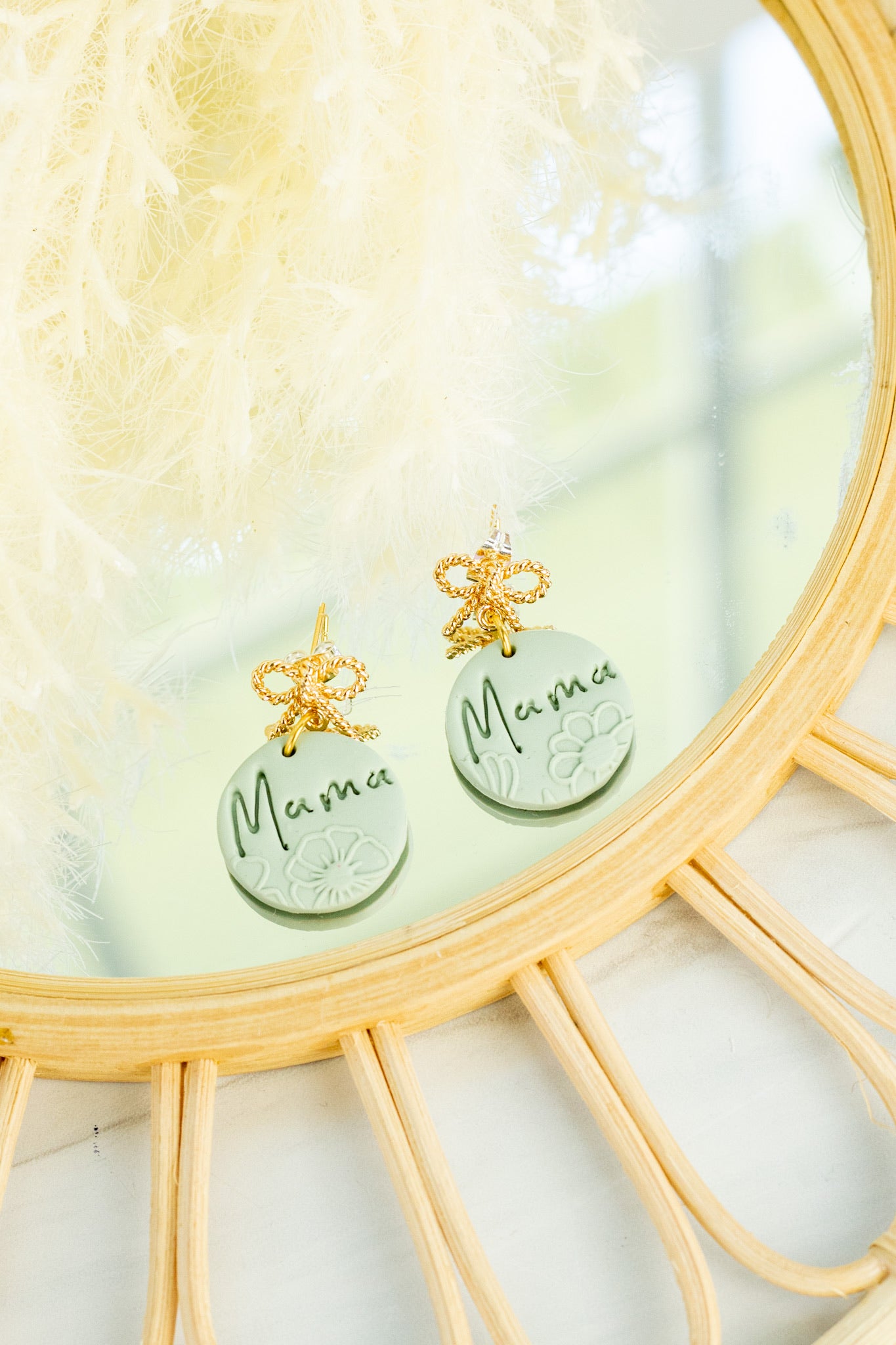 Mini Sage Mama Bow Dangles