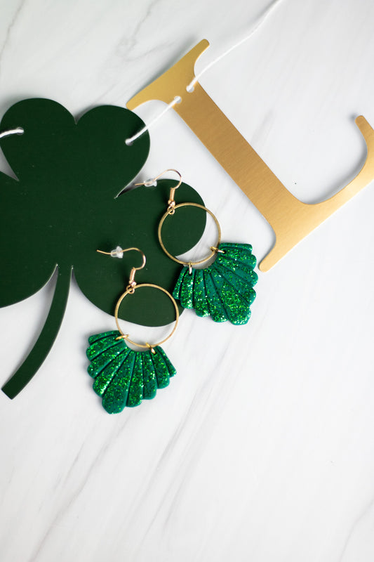 WS Emerald Glitter Scalloped Hoops