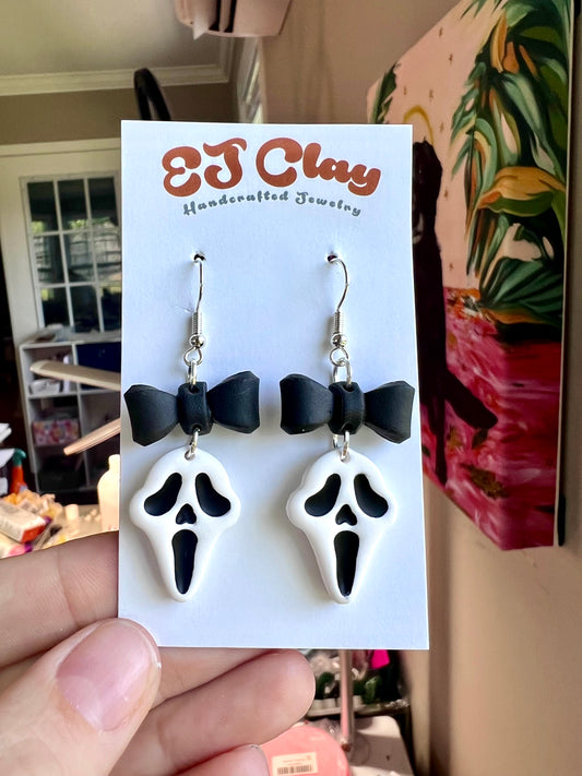 White Mask Bow Dangles
