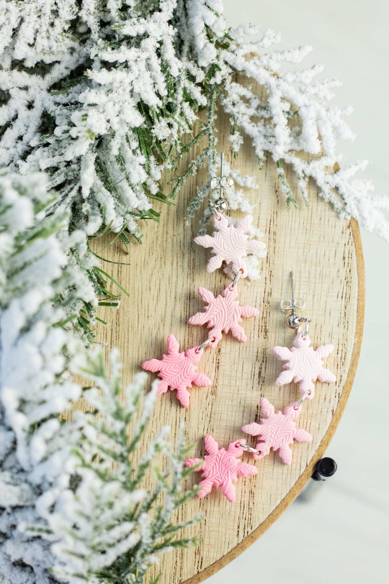 Pink Snowflake Dangles