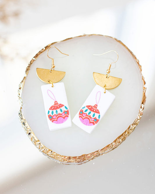 Pink Printed Ornament Dangles