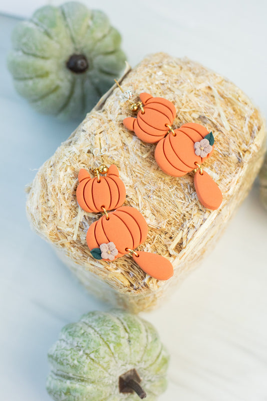 WS Pumpkin Cat Dangles