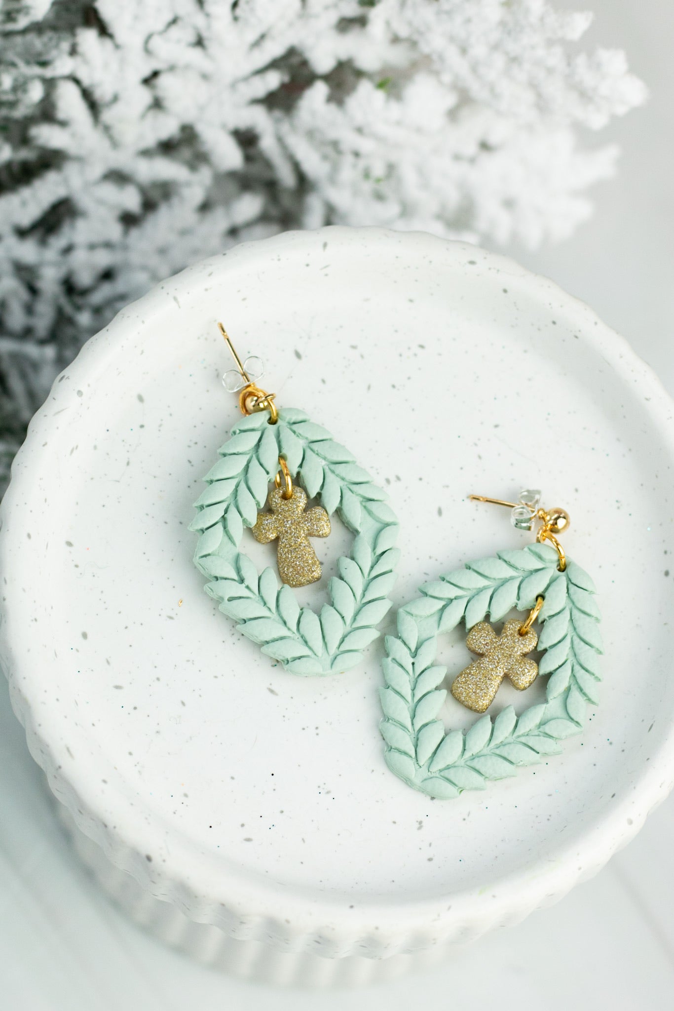 Diamond Cross Wreath Dangles