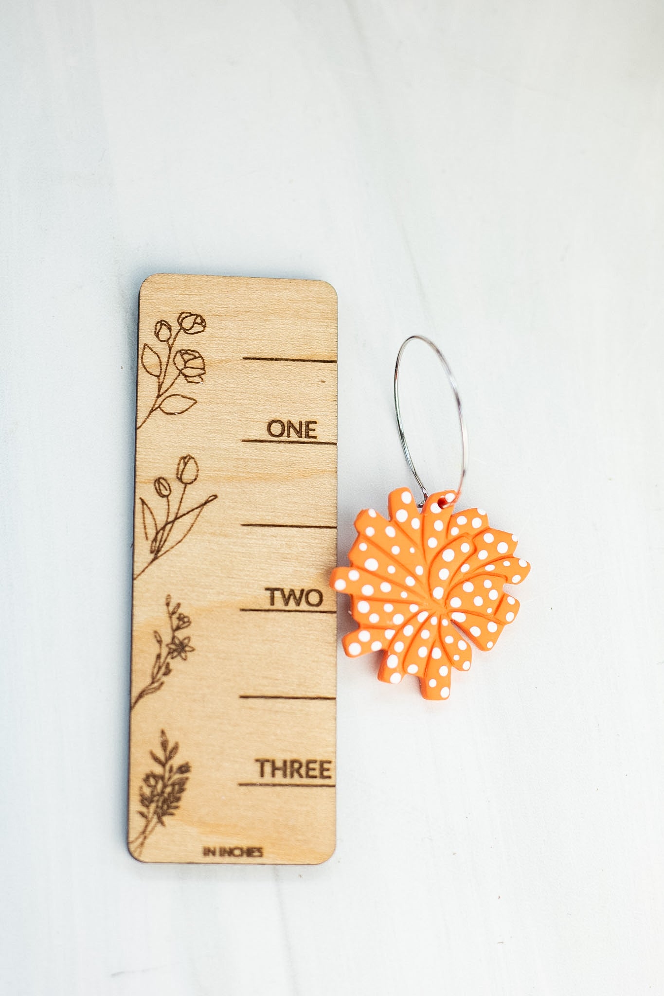 Orange & White PomPom Polka Dot Hoops