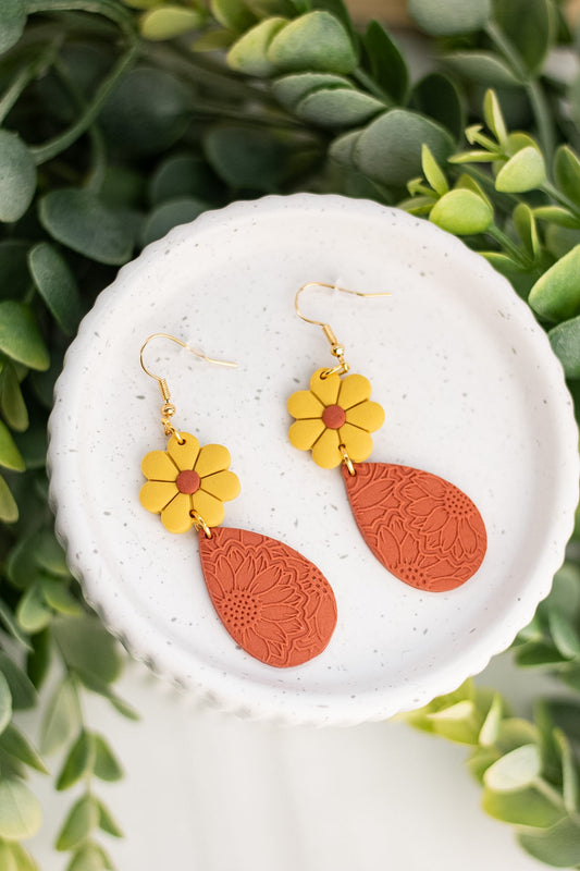 WS Cinnamon Embossed Teardrop Dangles