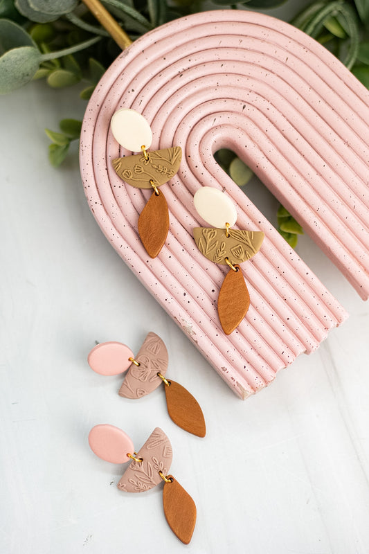 WS Floral Wood Drop Dangles