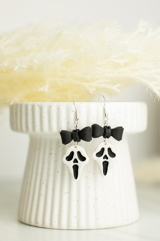 White Mask Bow Dangles