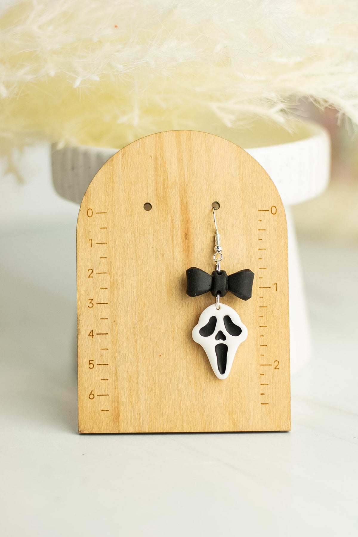 White Mask Bow Dangles