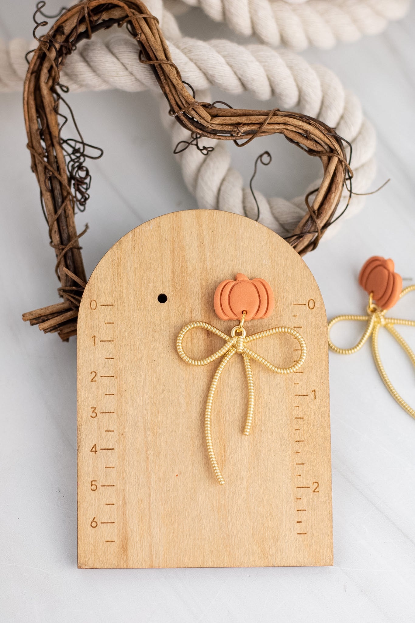 Gold Bow Pumpkin Dangles