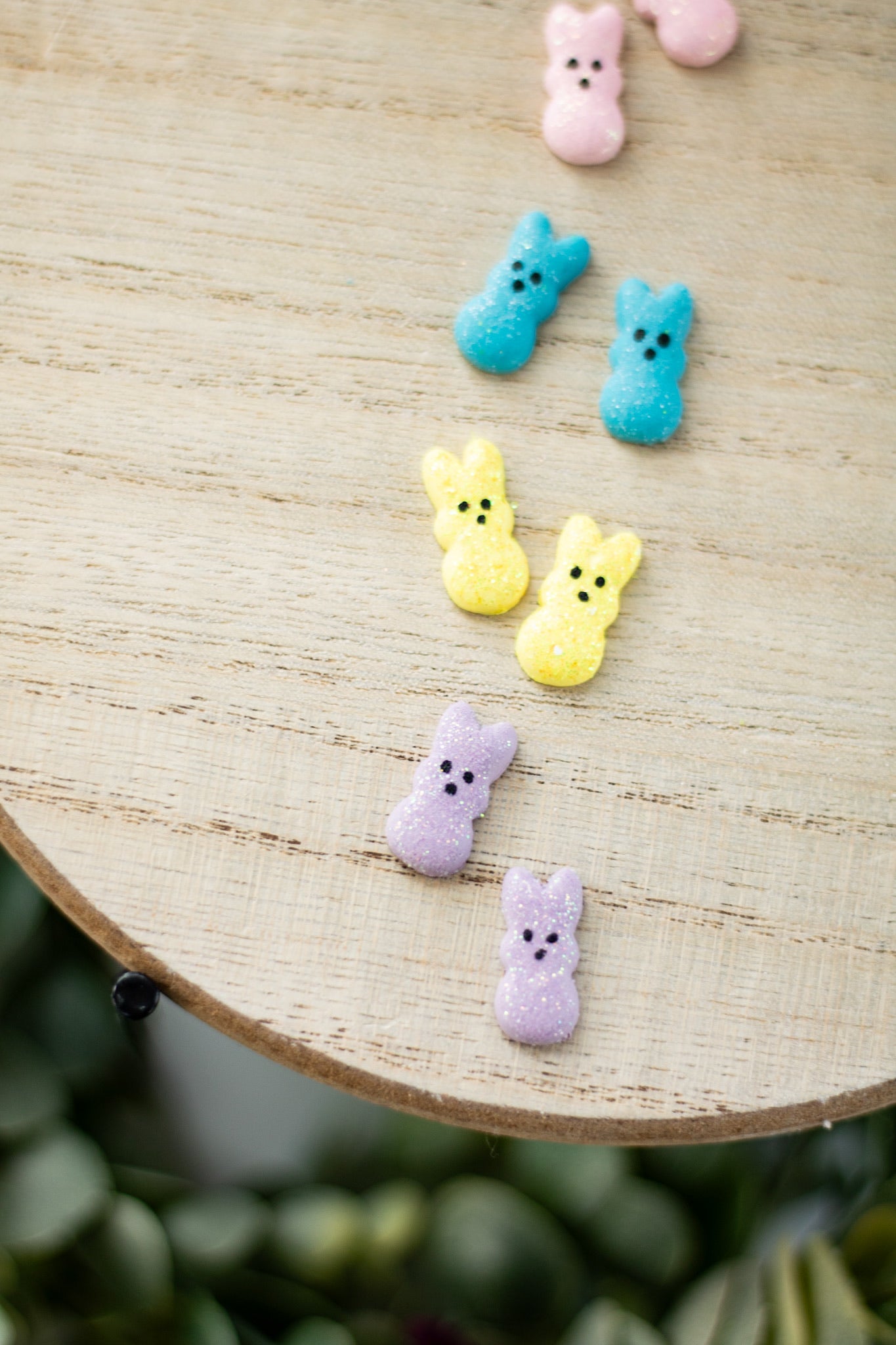 Glitter Puffy Peep Studs