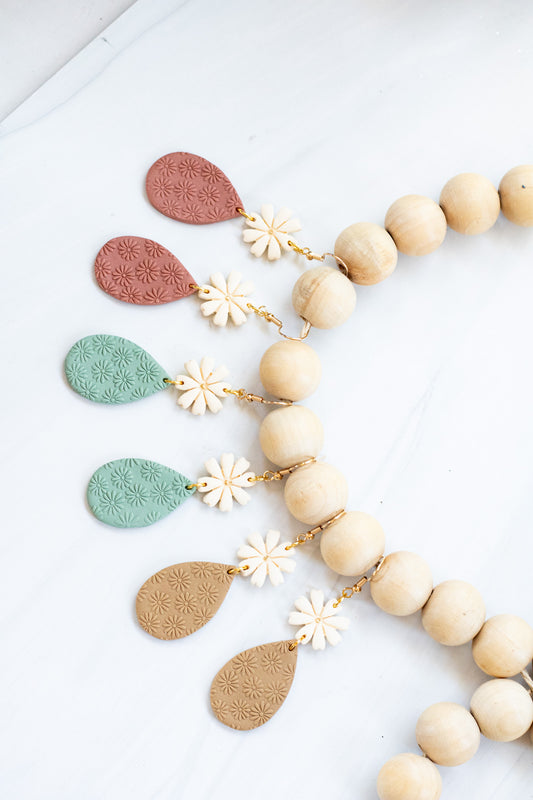 WS Ivory Flower Teardrop Dangles