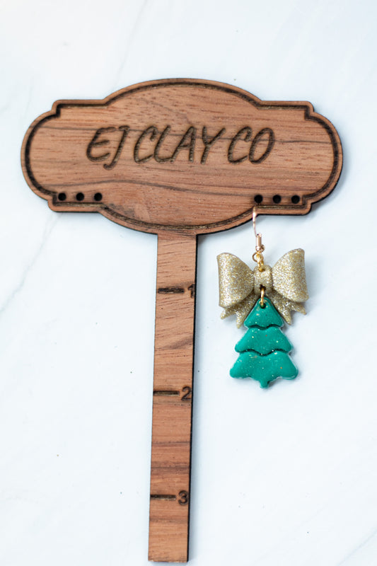 WS Glitter Gold Bow Tree Dangles