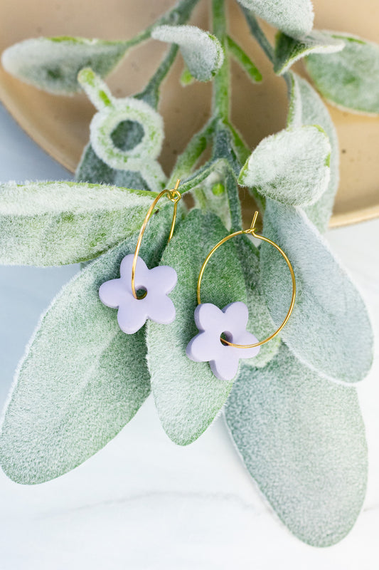 WS Lavender Flower Hoops