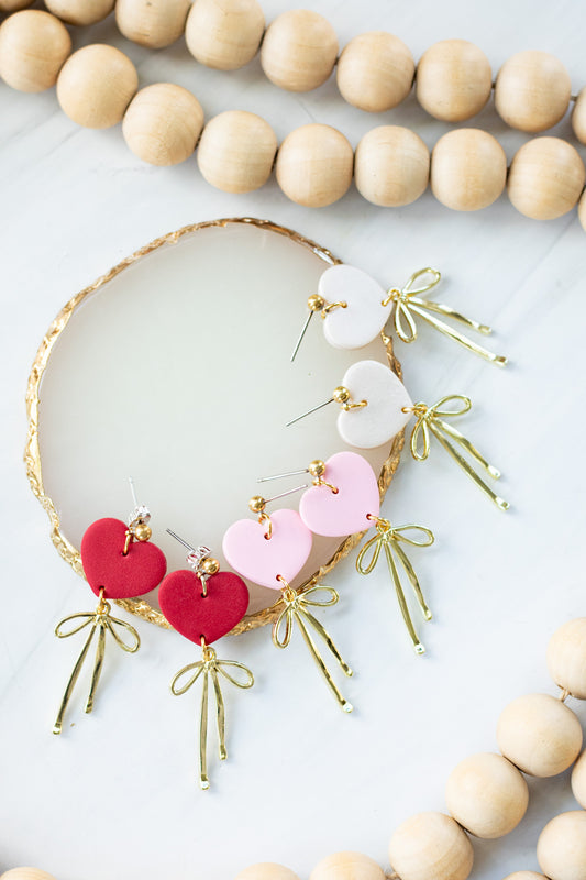 WS Heart Gold Bow Dangles