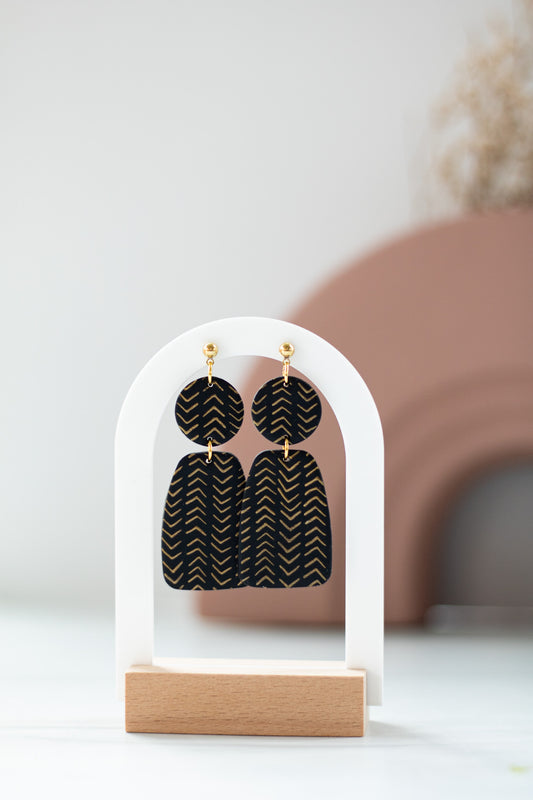 WS Black & Gold Chevron Dangles