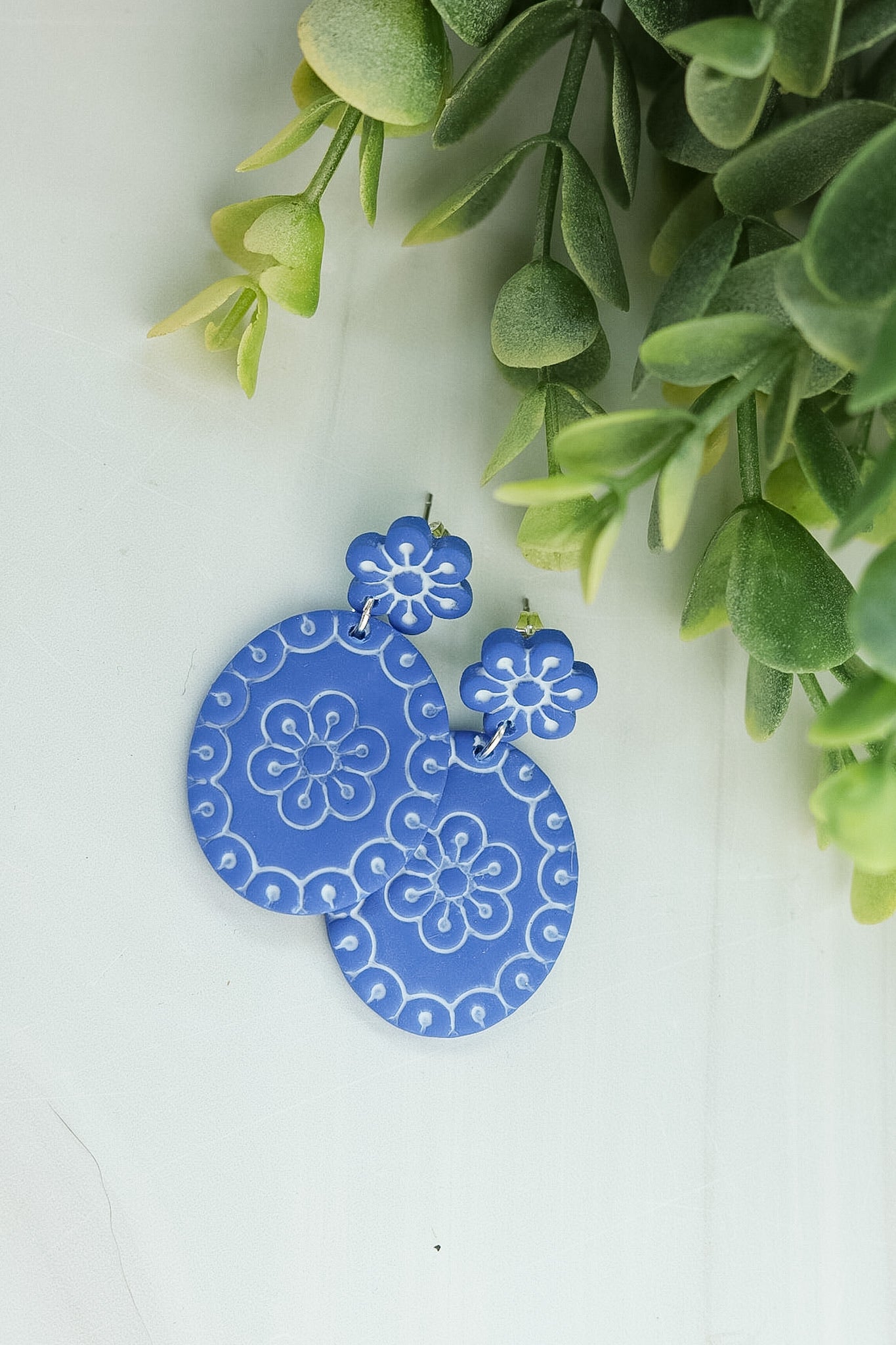 Blue Santorini Floral Dangles