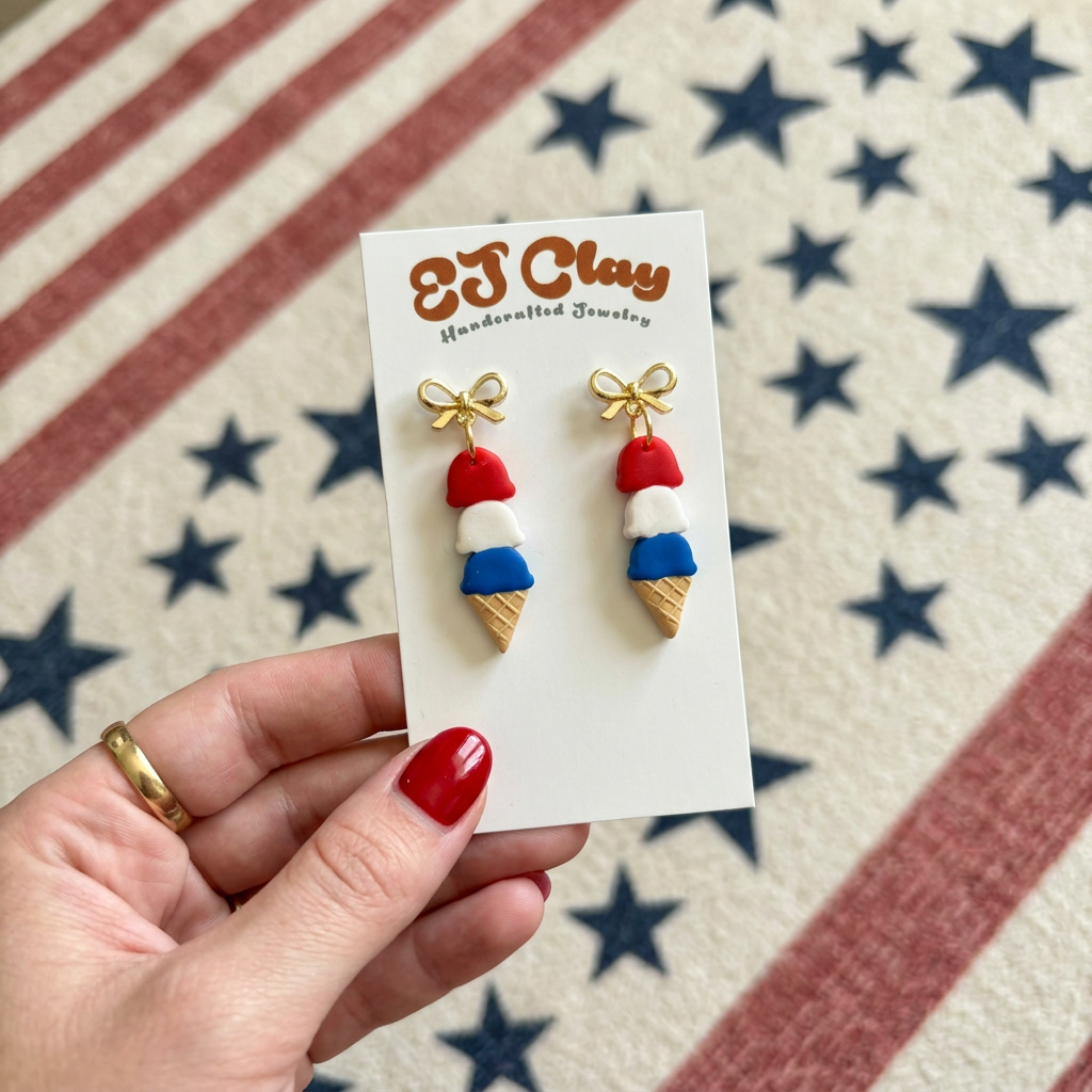 Ice Cream Bow Dangles - 18k