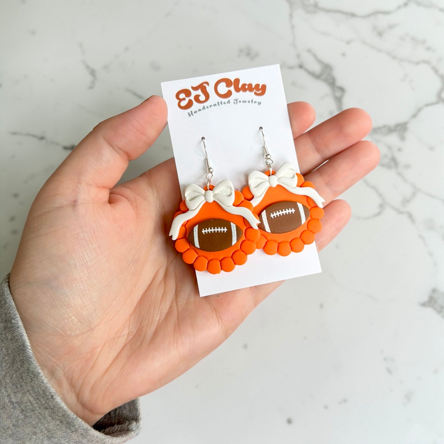 Custom Football Scalloped Bow Dangles