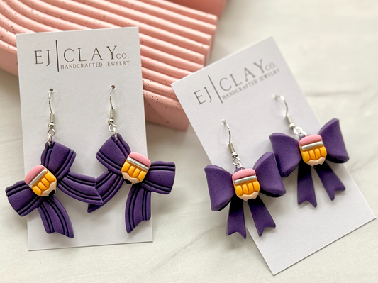 WS Flat/3D Small Pencil Bow Dangles