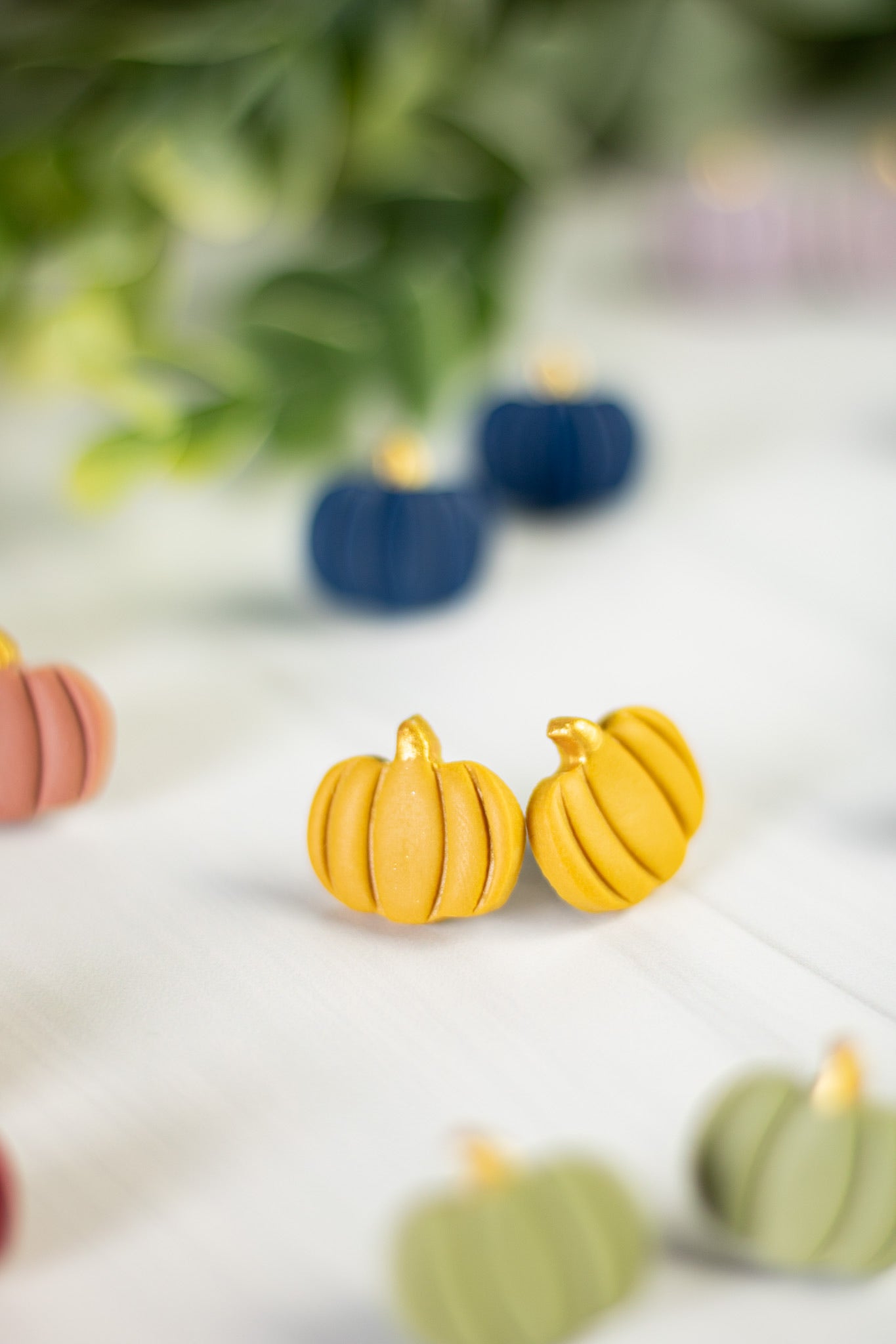 Gold Painted Pumpkin Studs