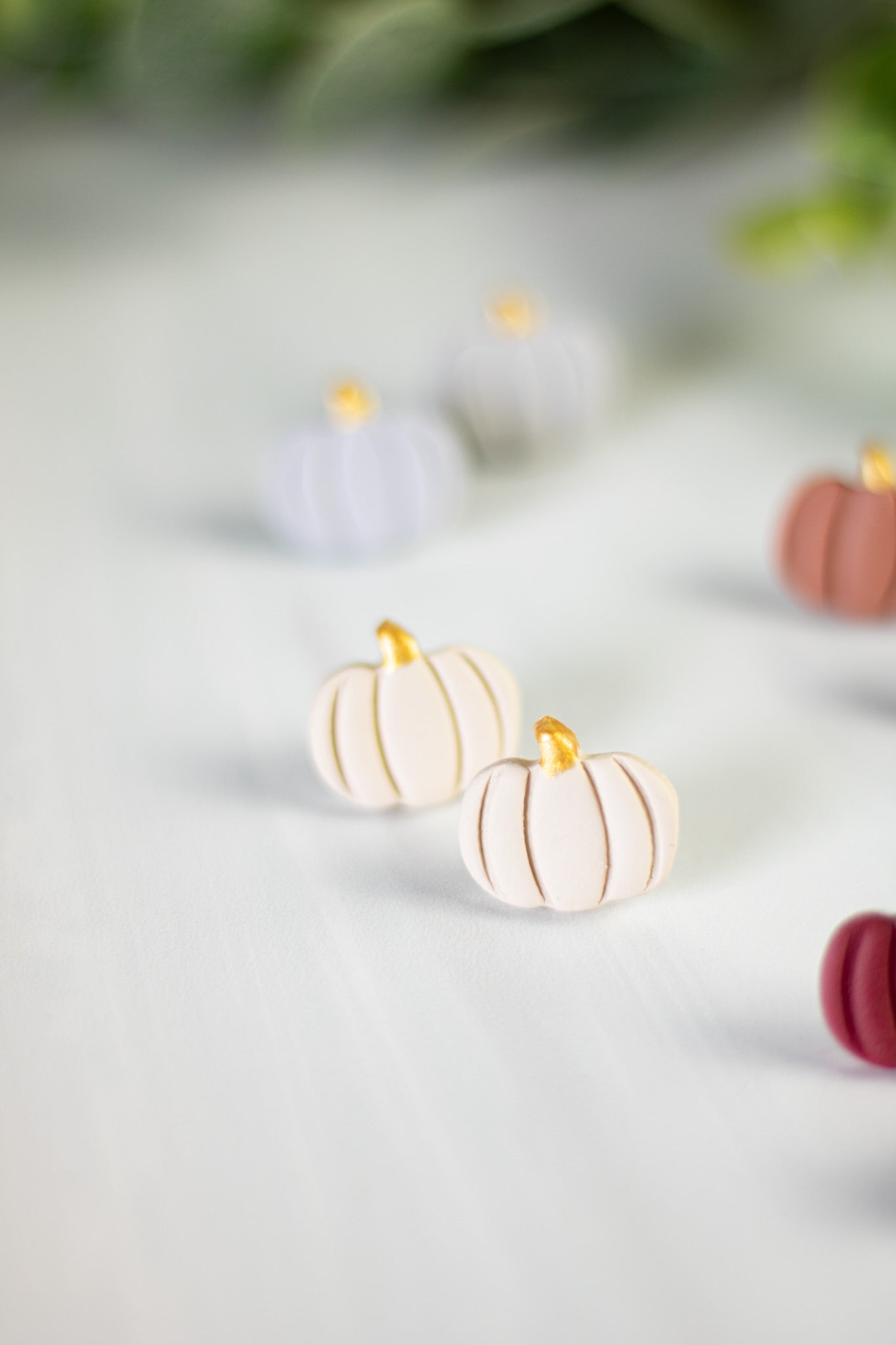 Gold Painted Pumpkin Studs