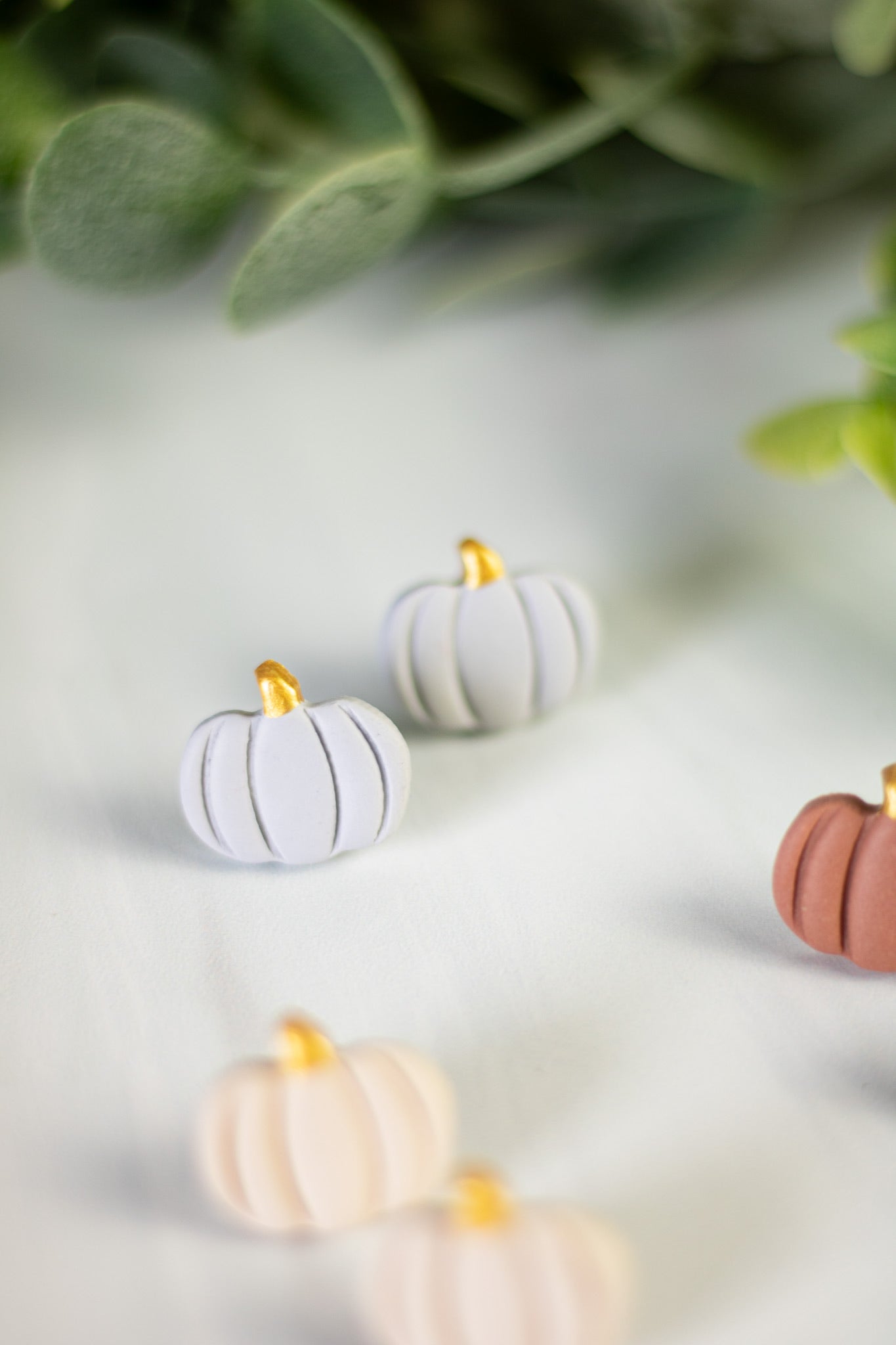 Gold Painted Pumpkin Studs