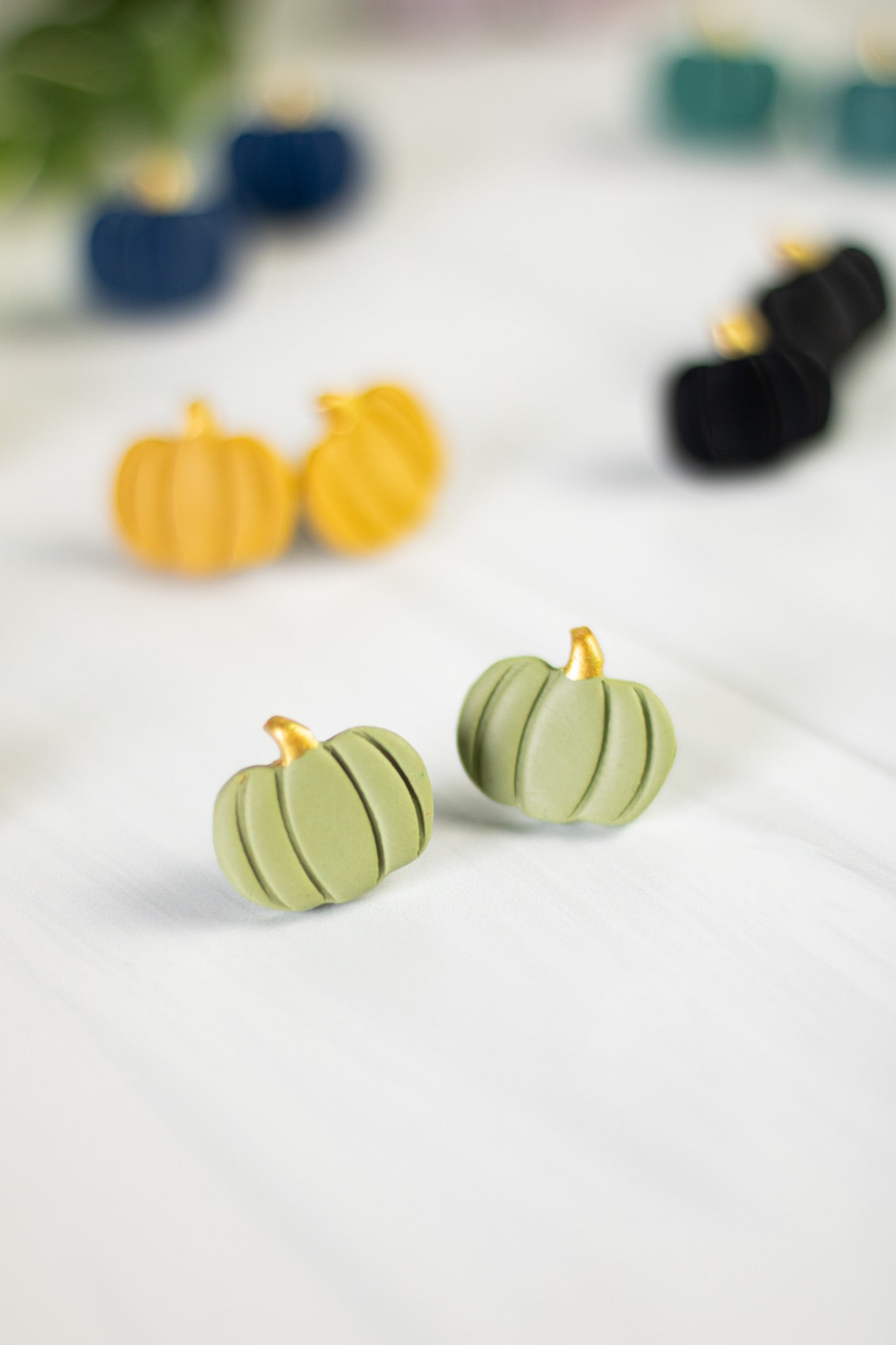 Gold Painted Pumpkin Studs