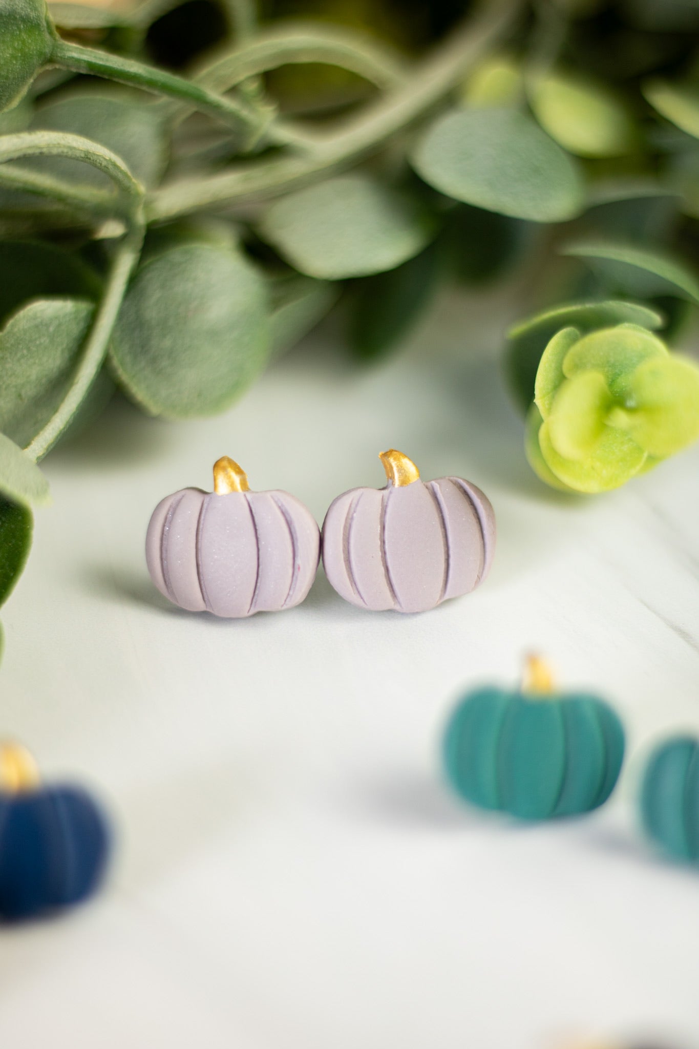 Gold Painted Pumpkin Studs