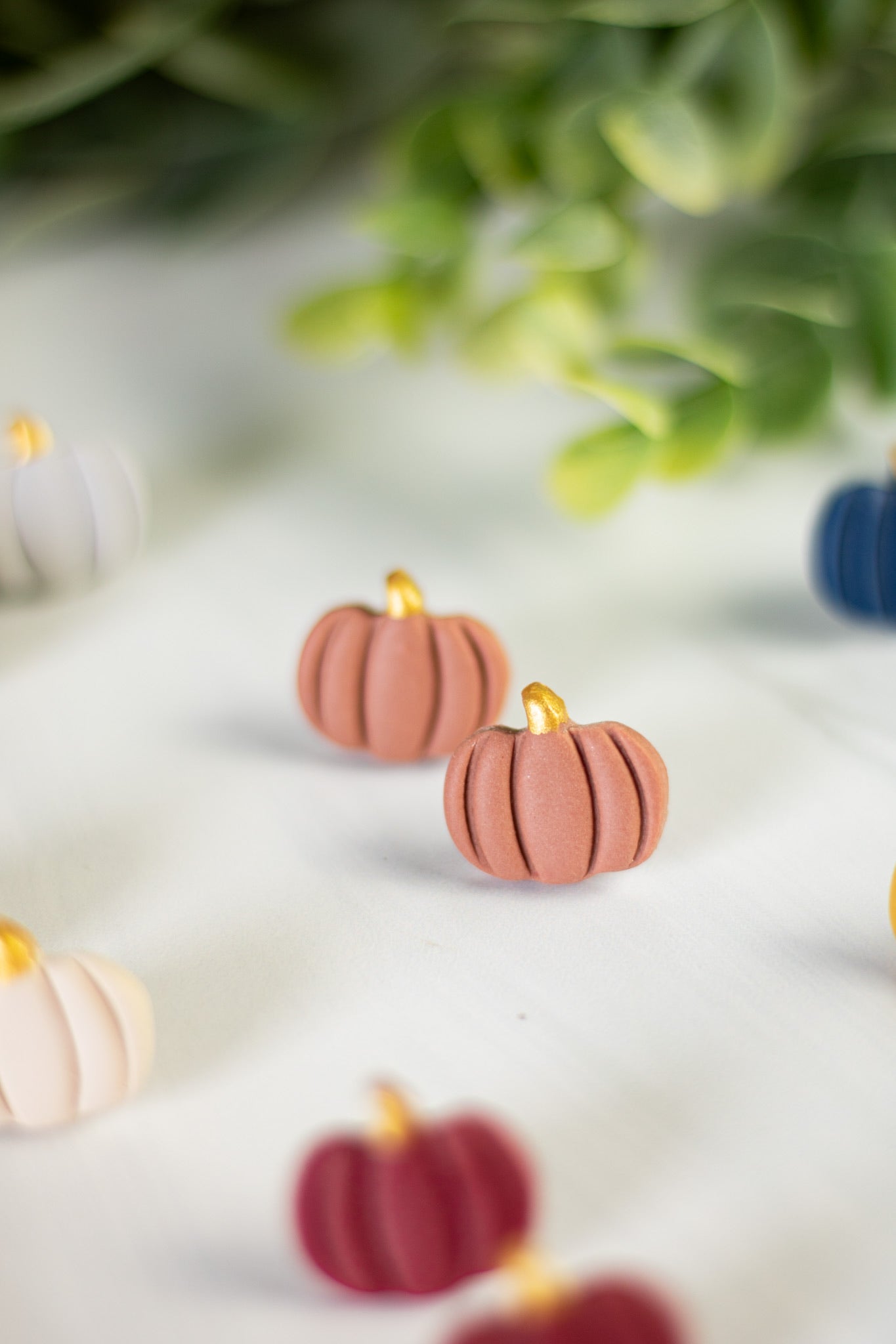 Gold Painted Pumpkin Studs