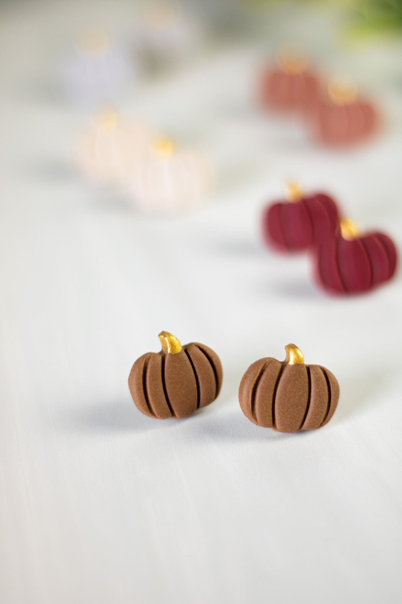 Gold Painted Pumpkin Studs