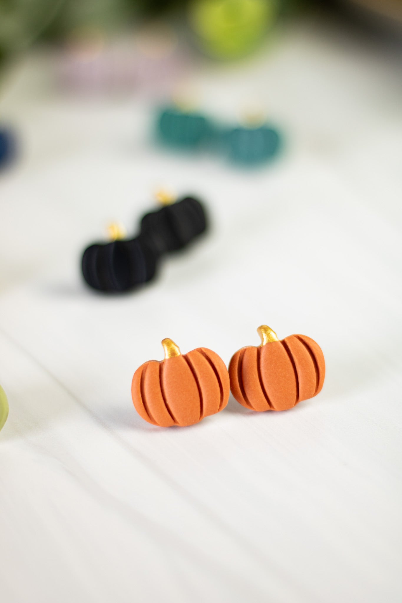 Gold Painted Pumpkin Studs