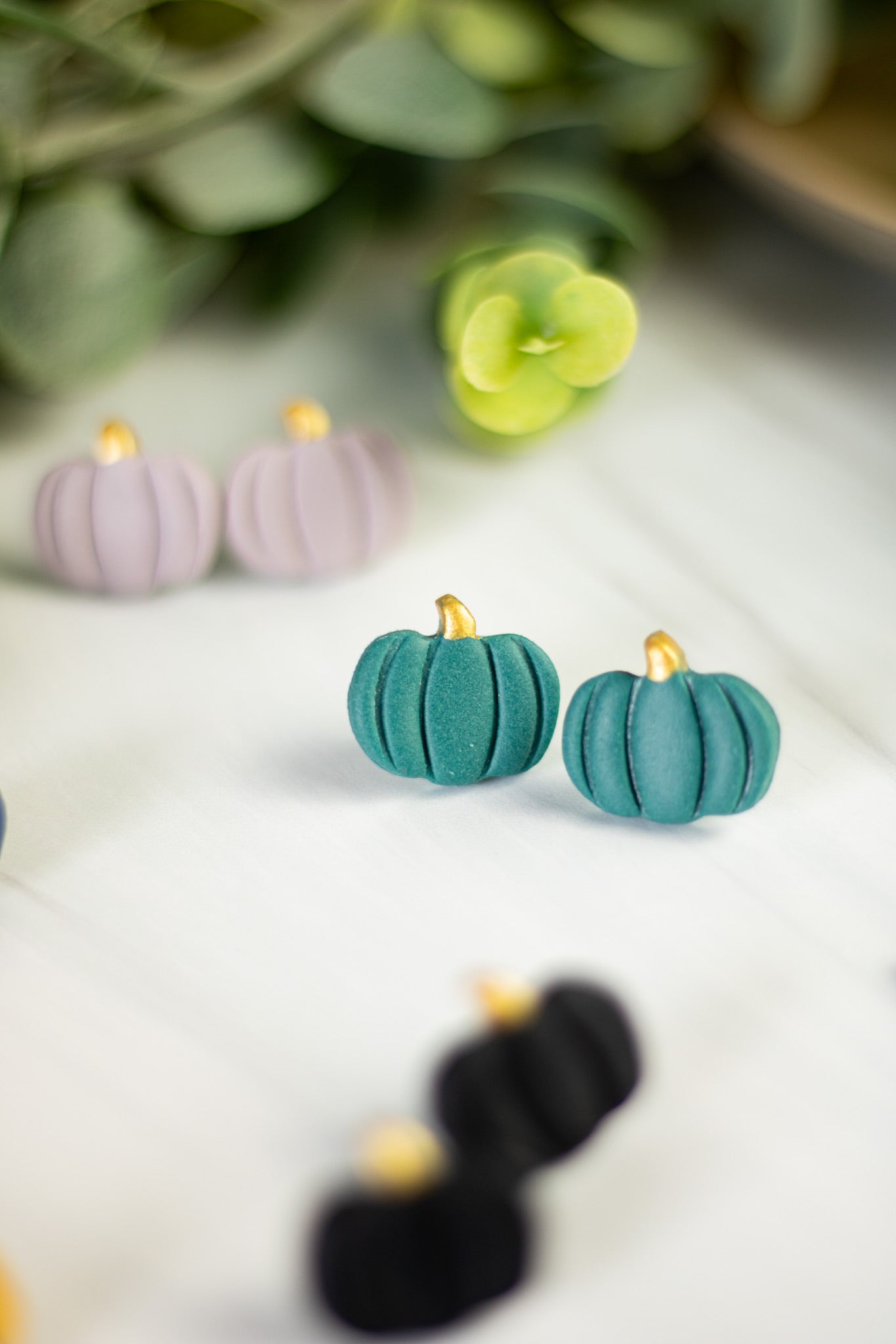 Gold Painted Pumpkin Studs