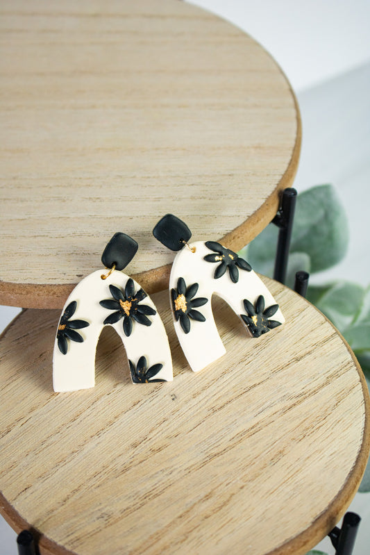 WS Black Floral Arch Dangles