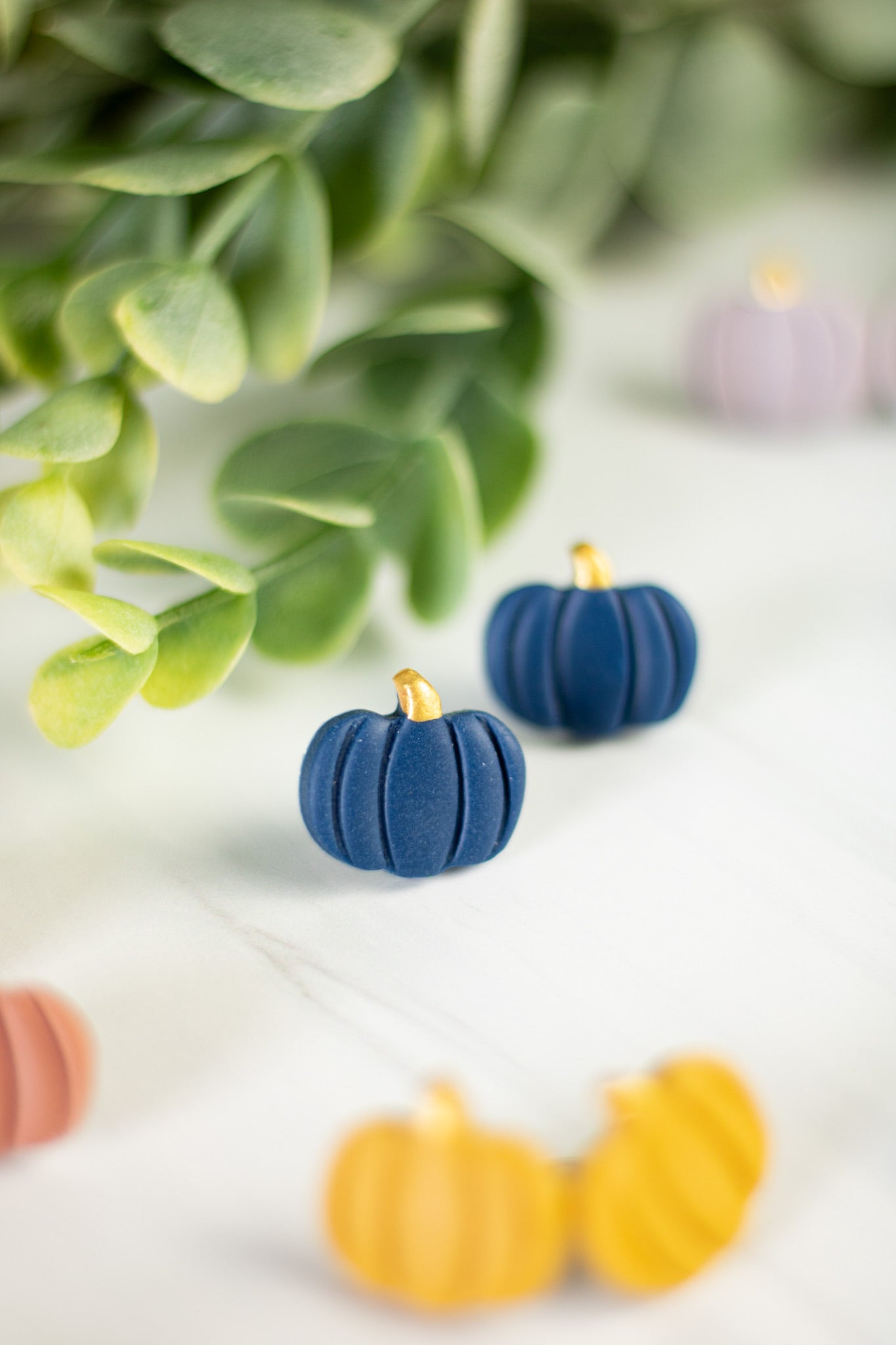 Gold Painted Pumpkin Studs