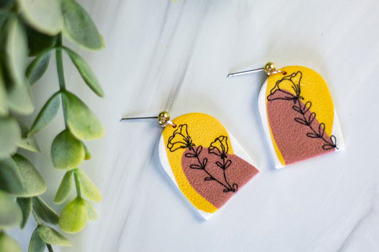 WS Flower Printed Arch Dangles