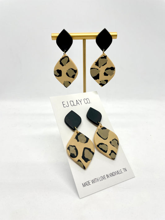 WS Tan Animal Print Dangles