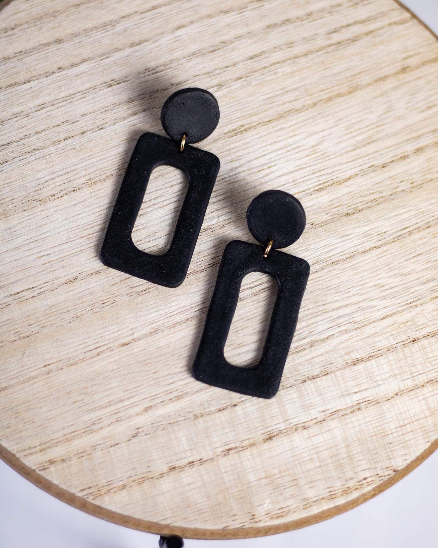 Black Rectangle Textured Dangles