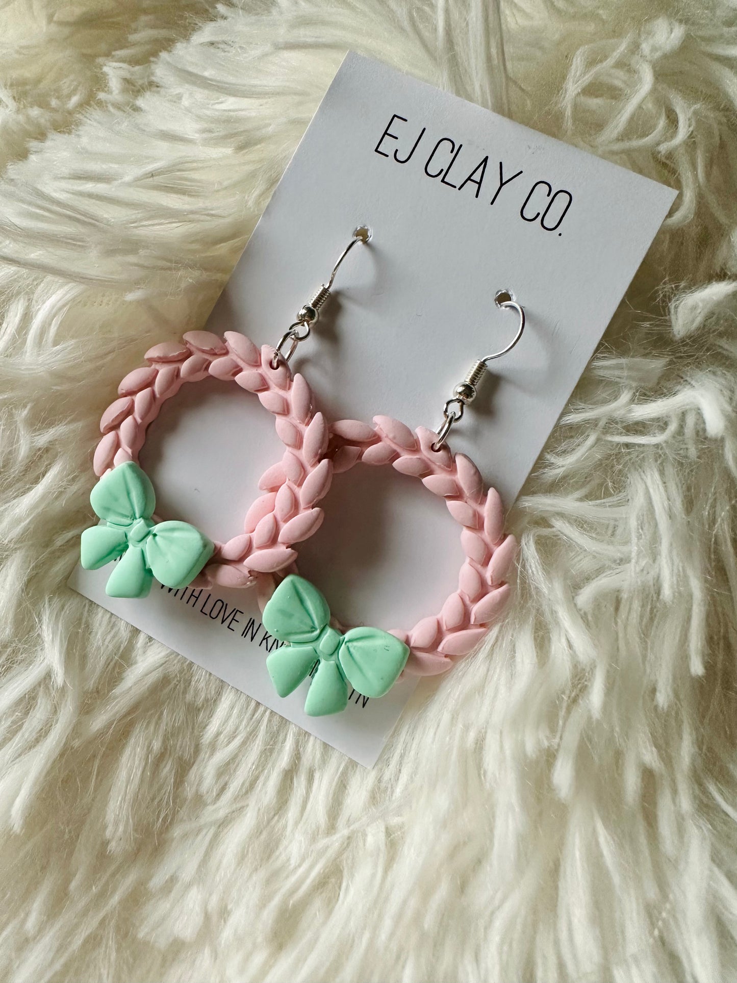 Pink/Mint Wreath Dangles