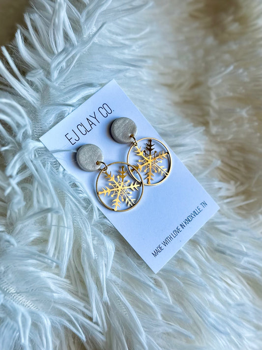 WS Brass Pearl Snowflake Dangles
