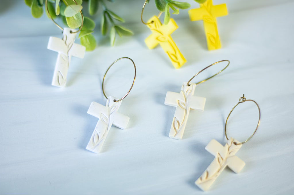 Floral Cross Hoops