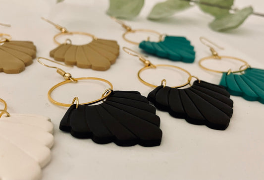 WS Large Scalloped Hoop Dangles