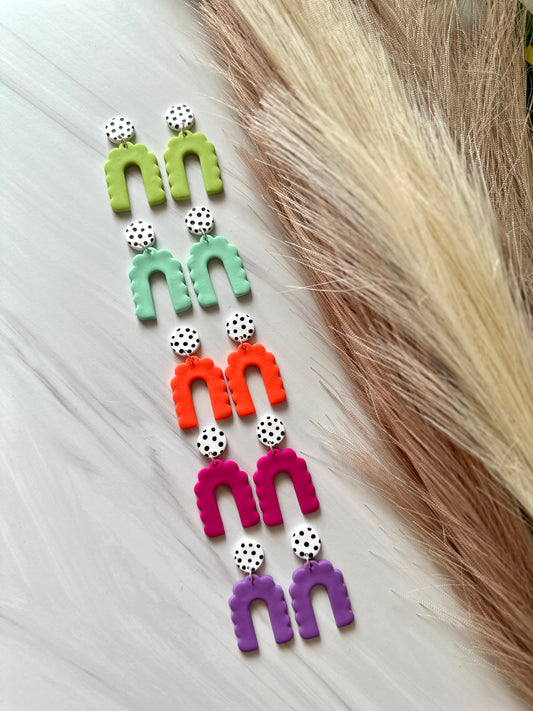 WS Spring Polka Dot Scalloped Dangles