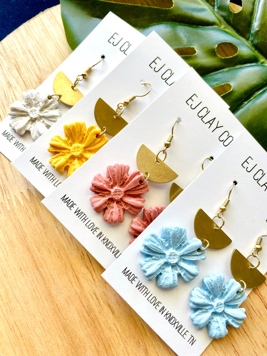 WS Brass Flower Dangles