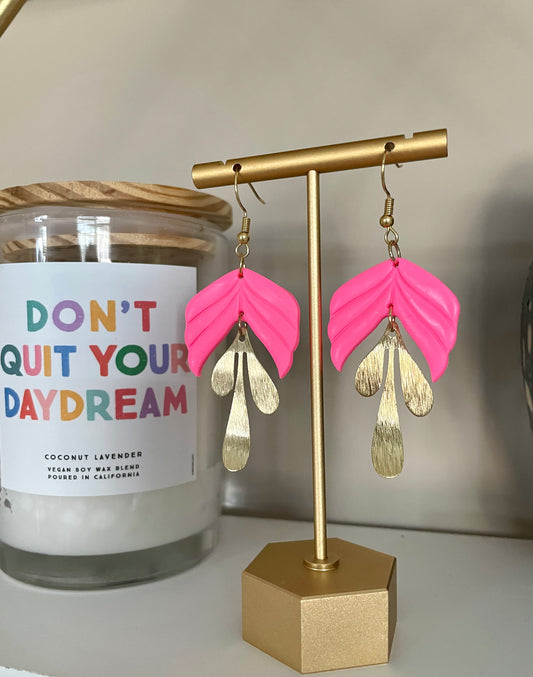 WS Pink Leaf Dangles