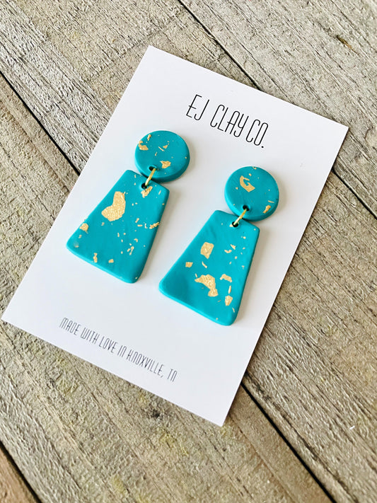 Turquoise and Gold Flaked Dangles