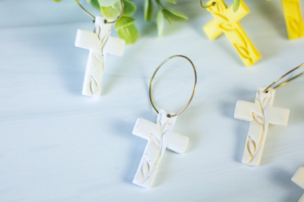 Floral Cross Hoops